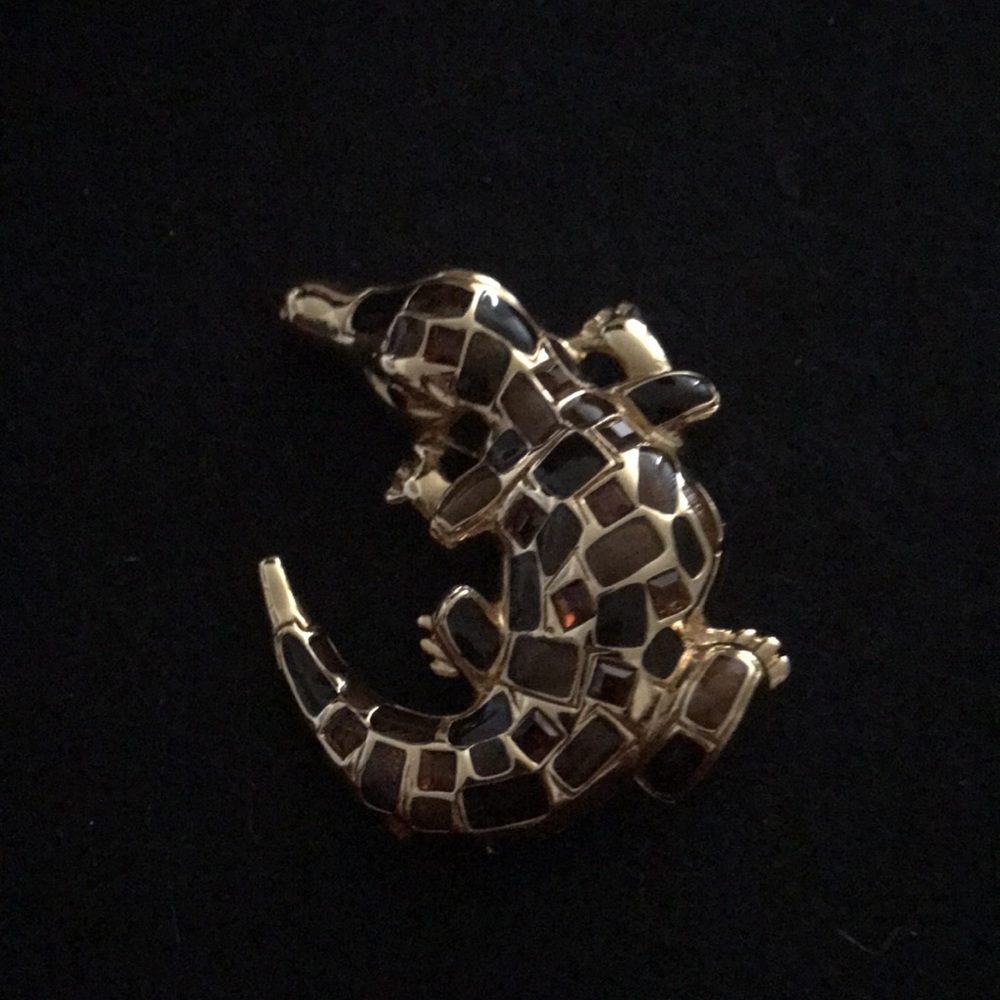 St. John Alligator 🐊 Stone Brooch
